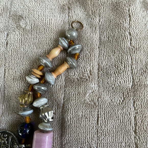 VINTAGE NECKLACE ART GLASS BEAD LAMPWORK CHA CHA CHUNKY DBL STRAND VERY UNIQUE - Picture 8 of 12